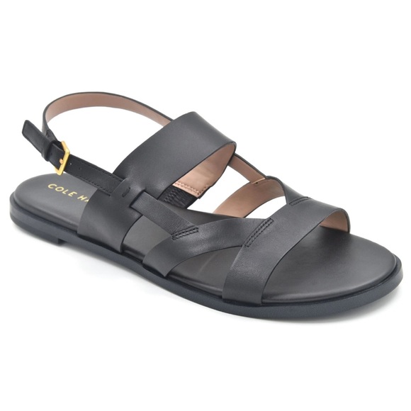 Cole Haan Shoes - Cole Haan Women's Fawn Flat Sandal Black Leather Strappy Size 10 NWOB